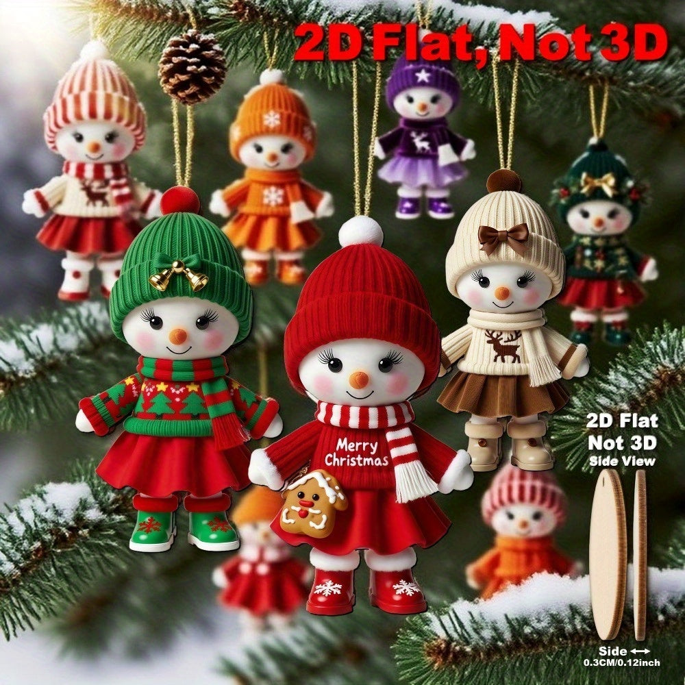 AdornJoy Vibrant Snowman18-piece product art explicitly labeled2D flat wooden ornaments