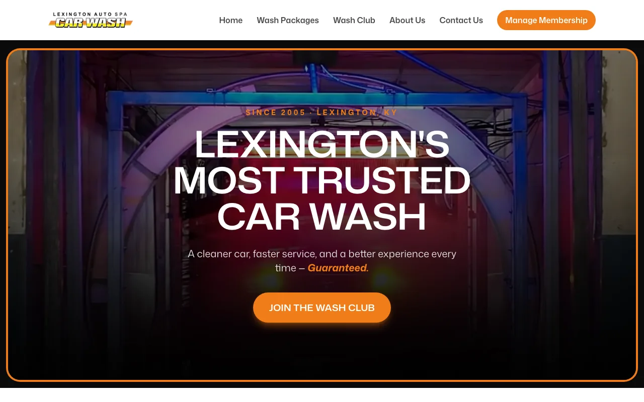 Screenshot of the Lexington Auto Spa website