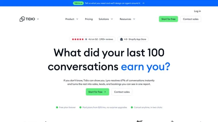 Tidio homepage
