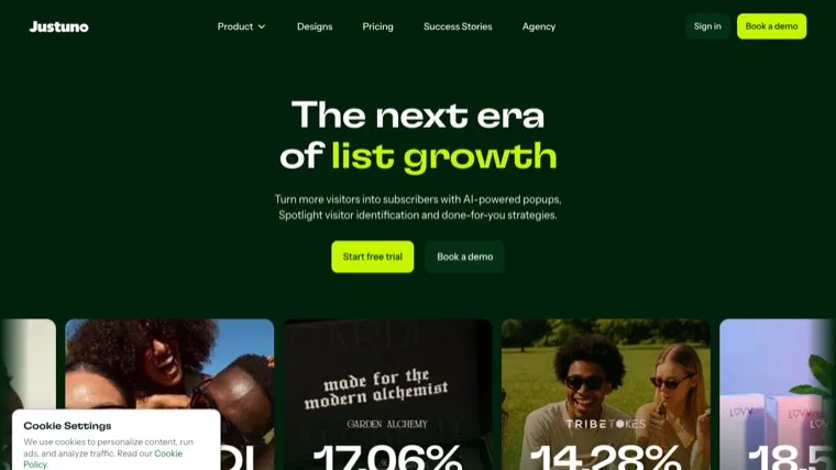 Justuno homepage