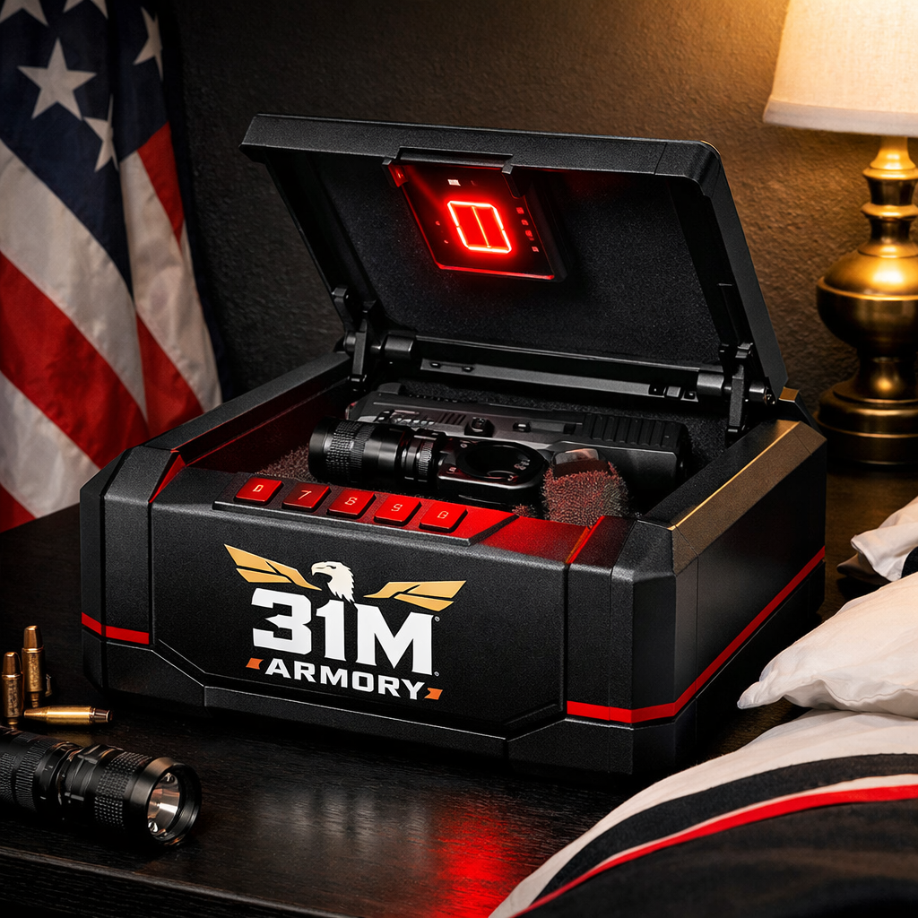 A photorealistic image related to quick-access-gun-safe. Alt: quick-access-gun-safe