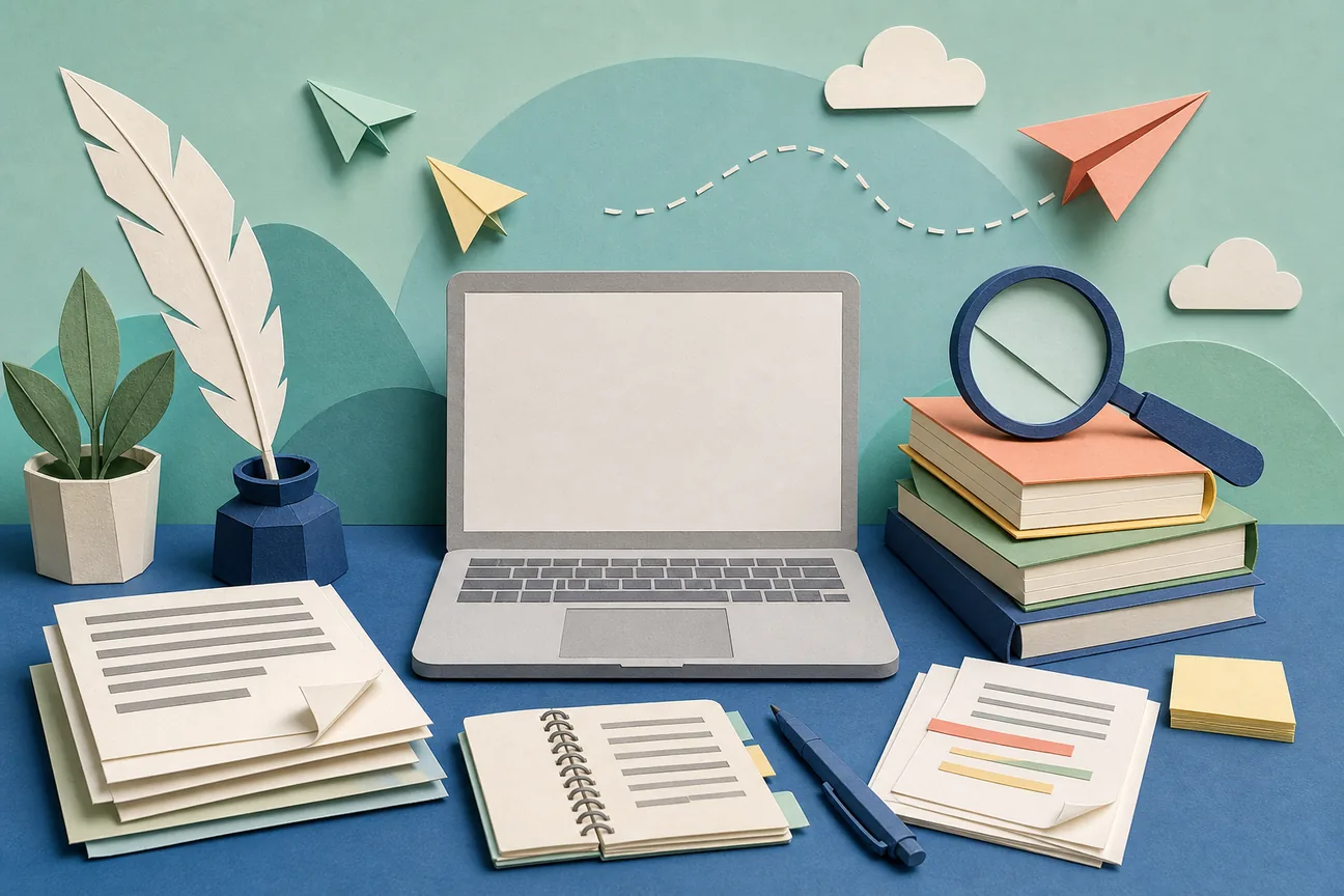 Papercraft illustration of Best QuillBot Alternatives for Rewriting and Editing