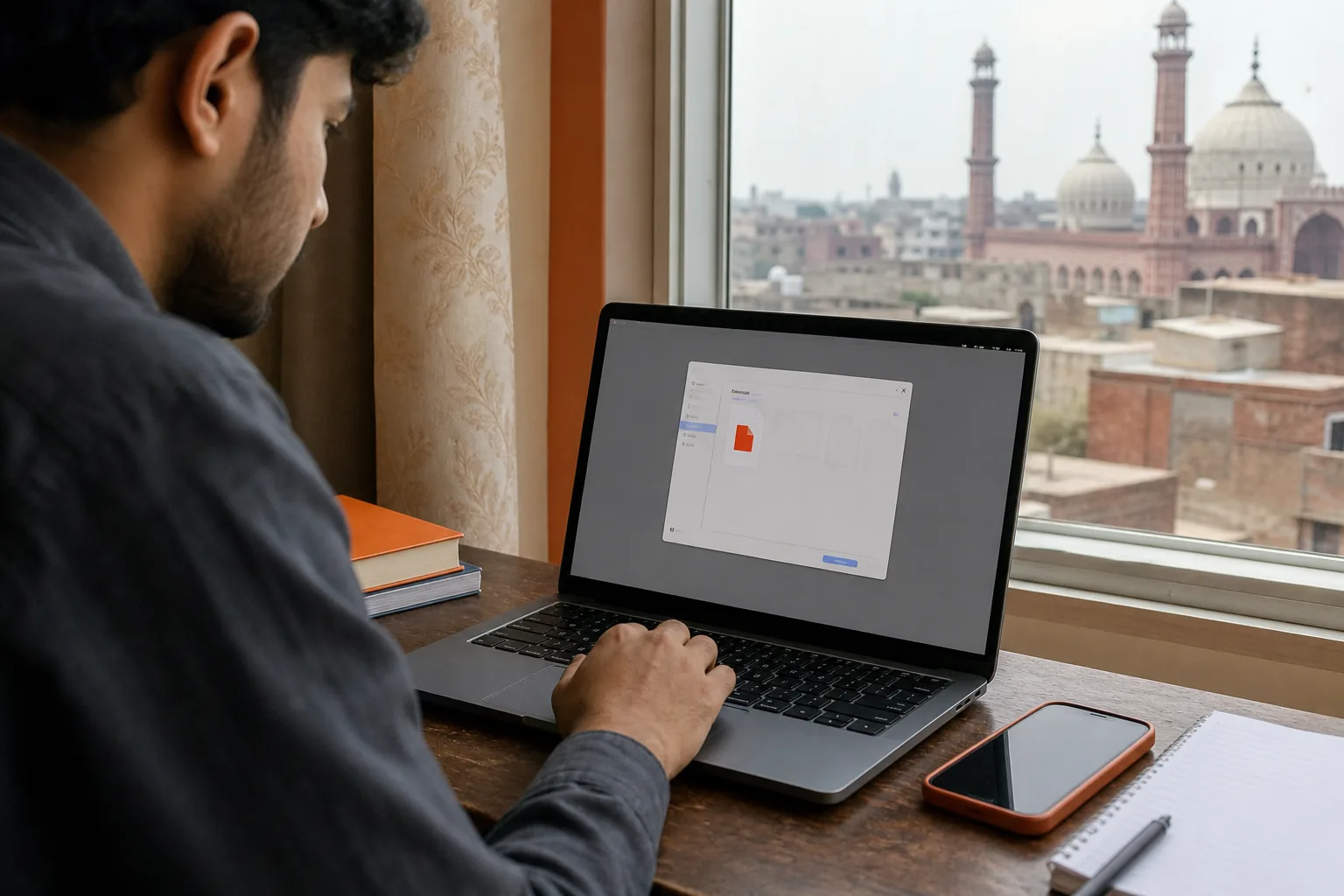 Add a PDF to an online compressor from a phone or computer in Pakistan.