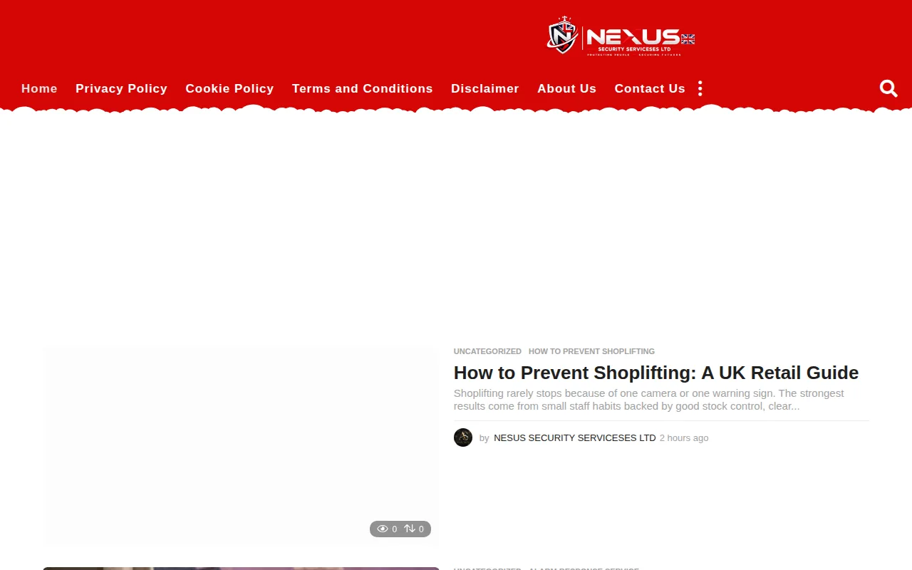 Screenshot of the Nexus Security Serviceses Ltd website