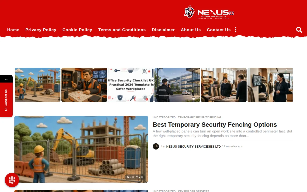 Screenshot of the Nexus Security Serviceses Ltd website