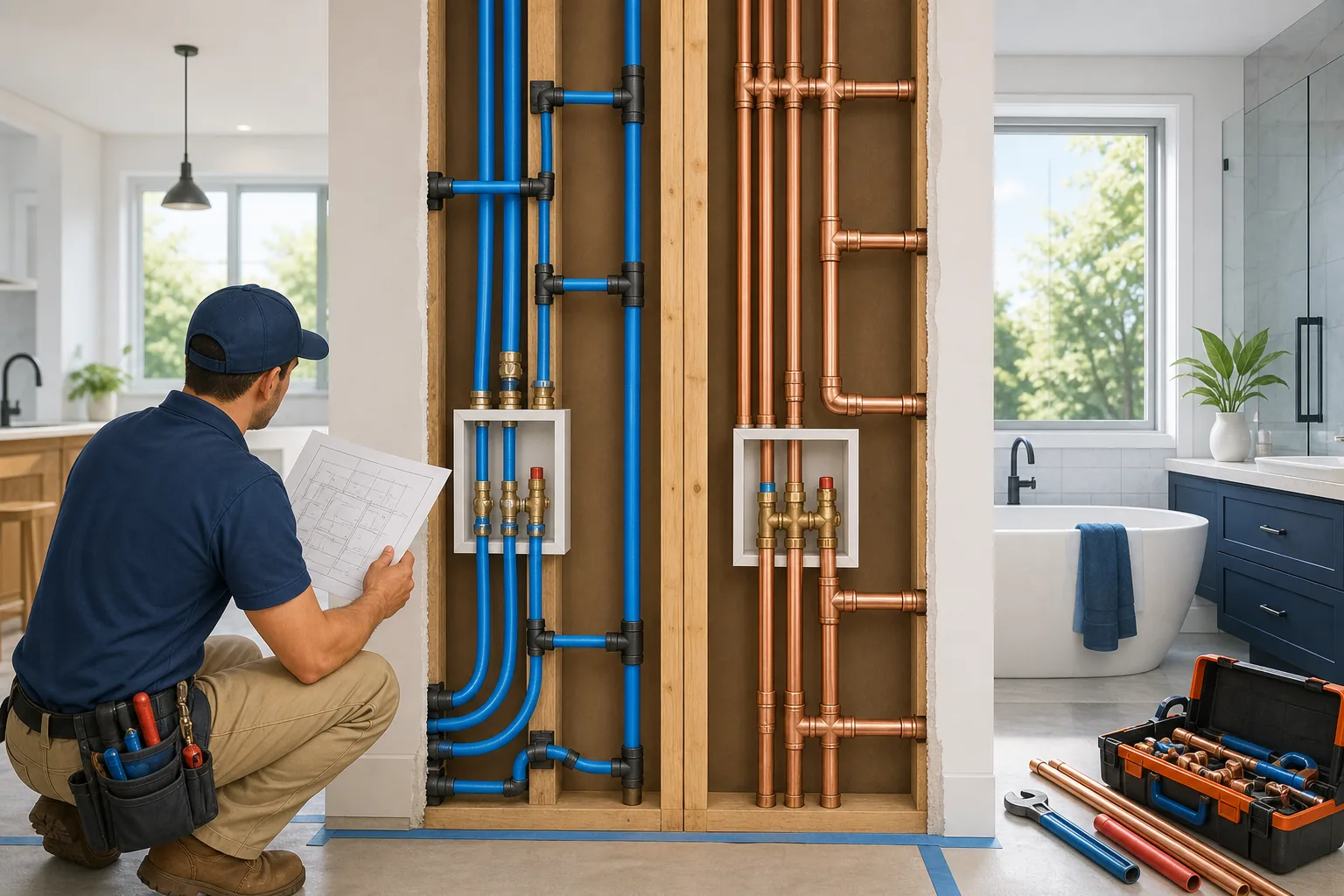 PEX and copper pipe comparison for home repiping.