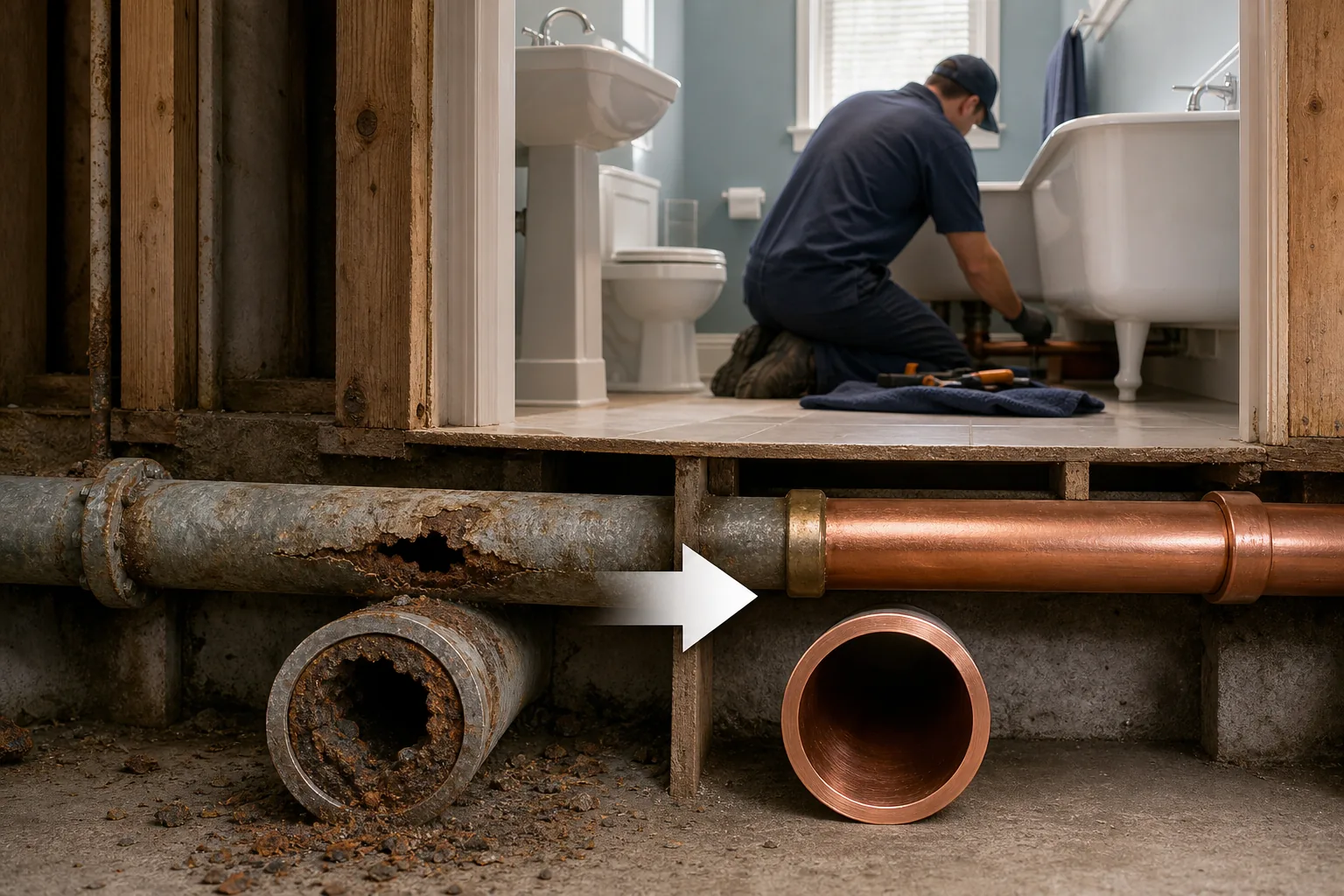 Illustration for Galvanized Steel Pipe Replacement