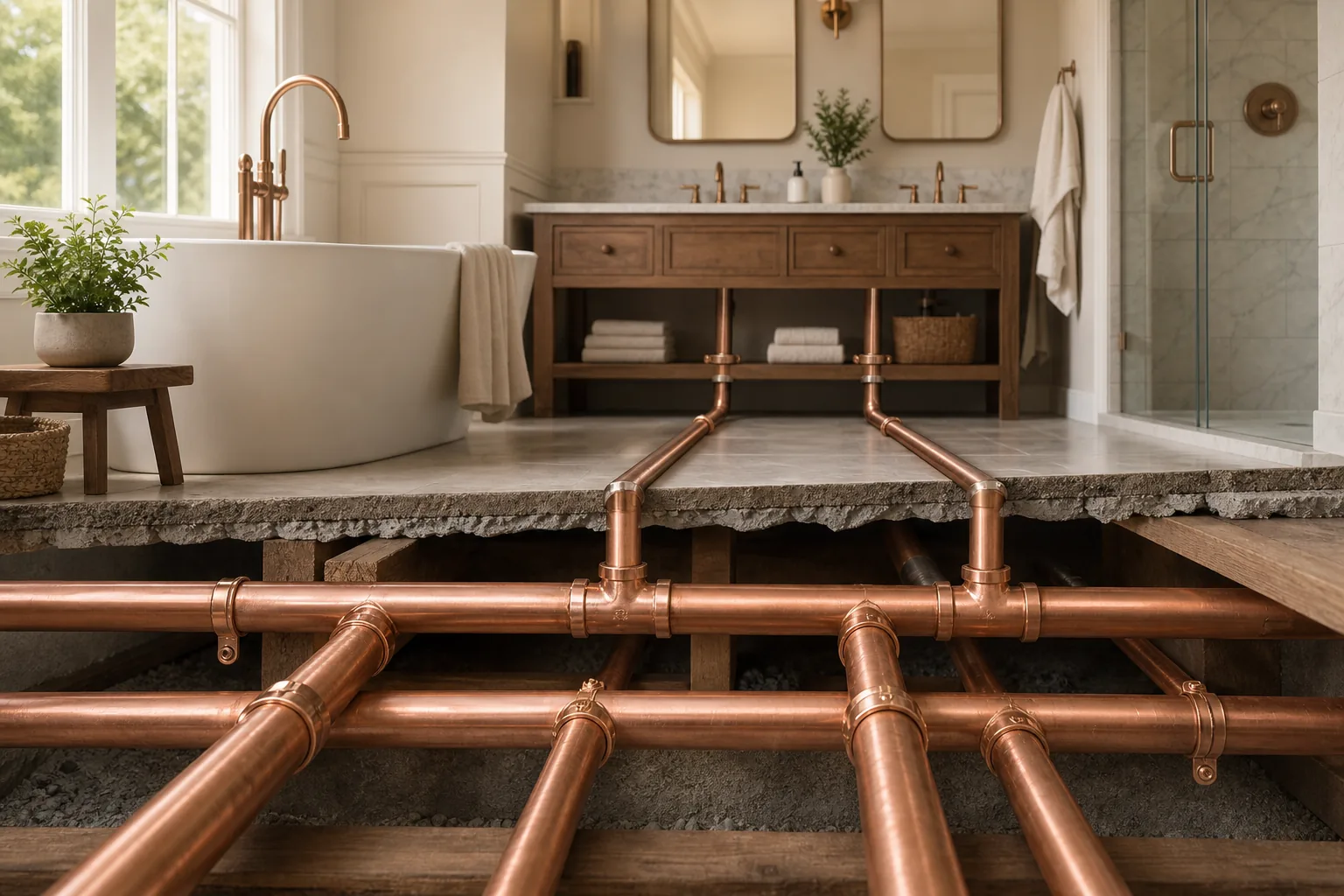 Copper Piping: visual reference for 3. Copper Piping – Premium Longevity ($2–$8/ft)