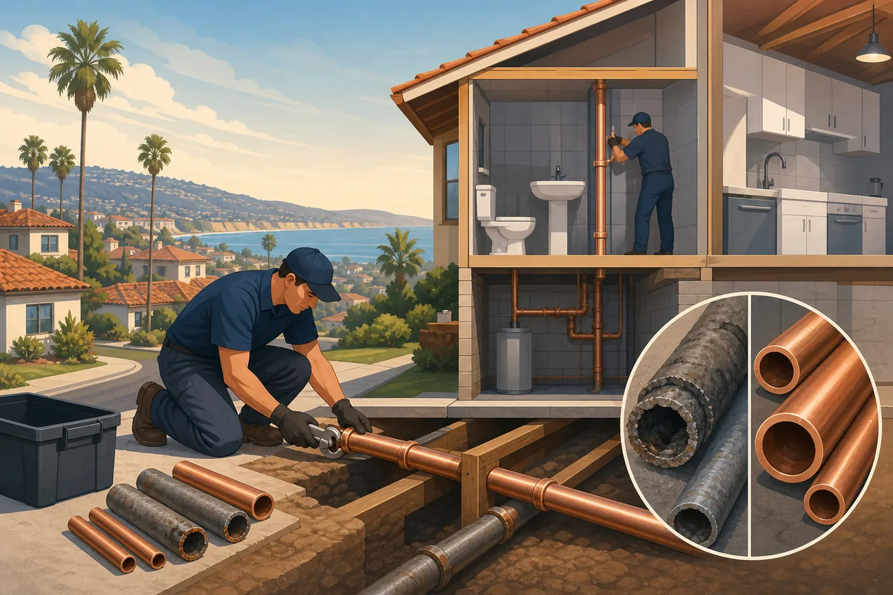 Editorial illustration for Best Options for Repiping for Lead Pipe Removal in Orange County