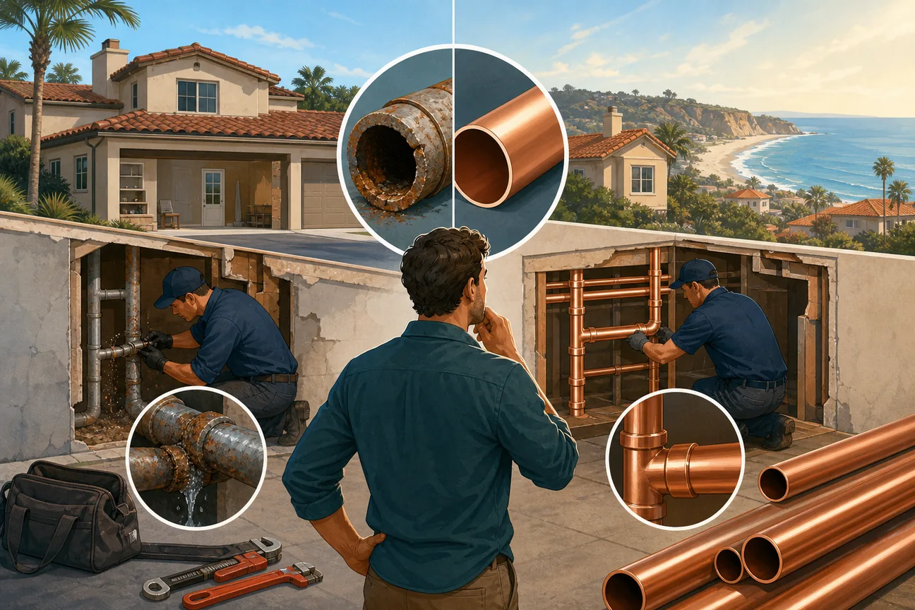 Editorial illustration for Best 6 Options for Repiping vs Pipe Repair Cost in Orange County