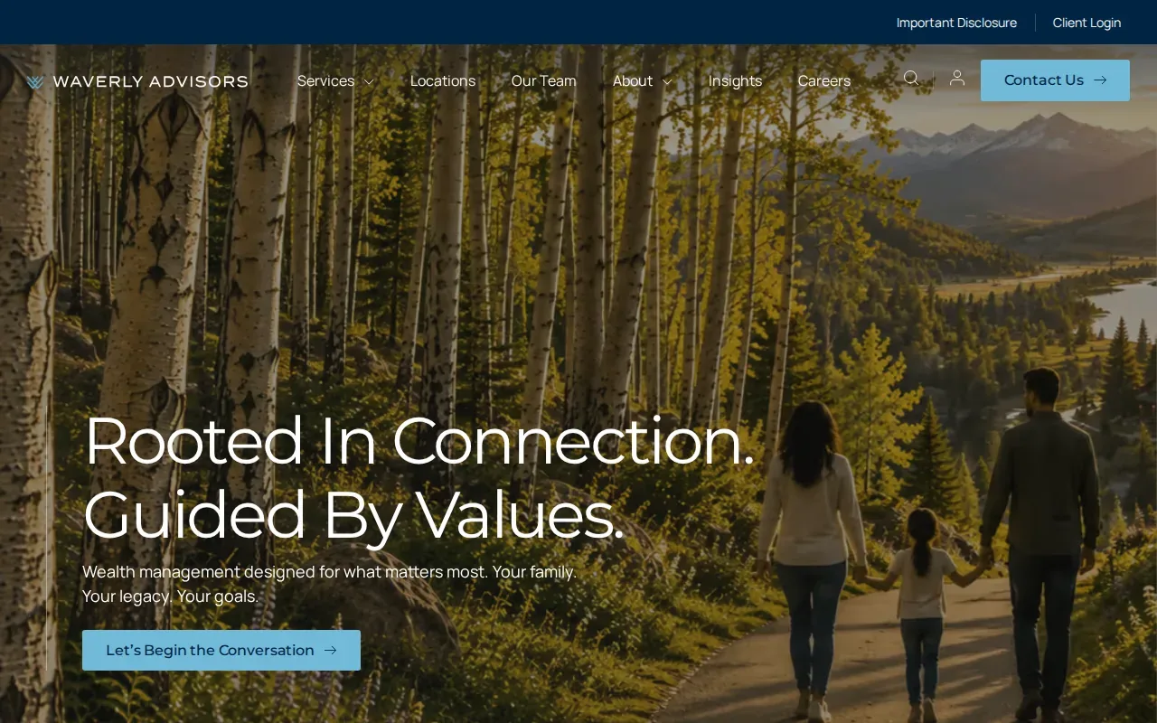 Screenshot of the Waverly Advisors website