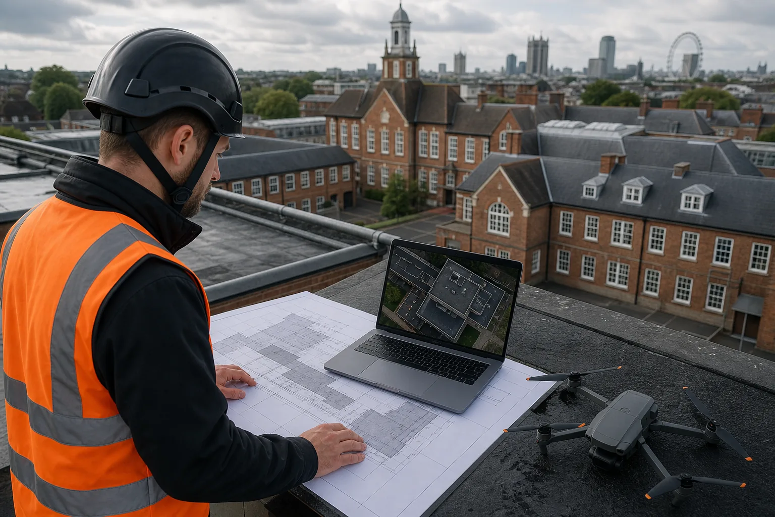 planning a drone roof survey for a UK school building