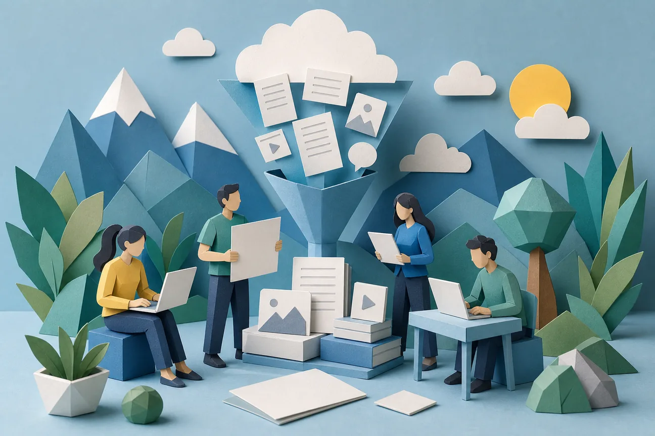 Papercraft illustration of Best SaaS Content Marketing Agency Options