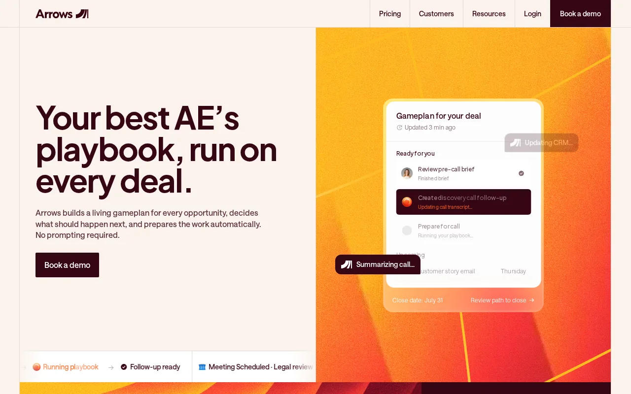 Screenshot of the Arrows website