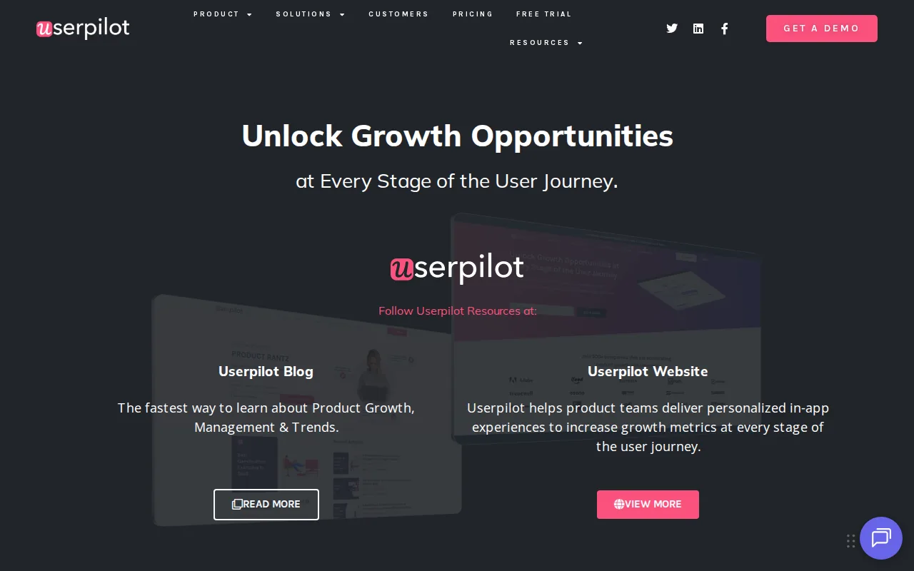 Screenshot of the Userpilot website