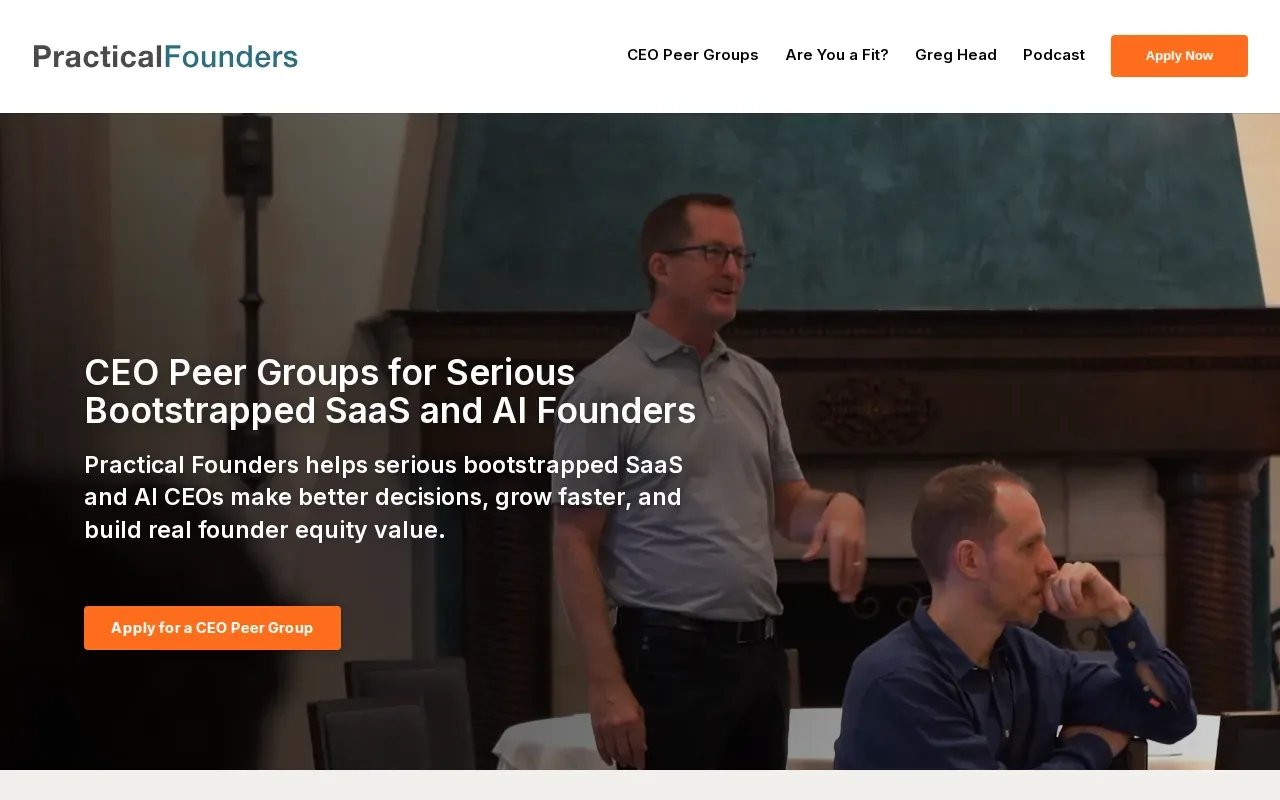 Screenshot of the Practical Founders website