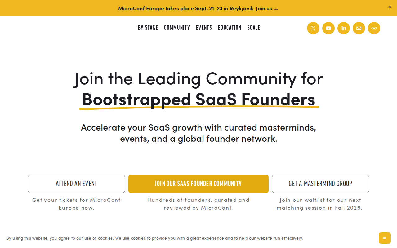 MicroConf homepage screenshot
