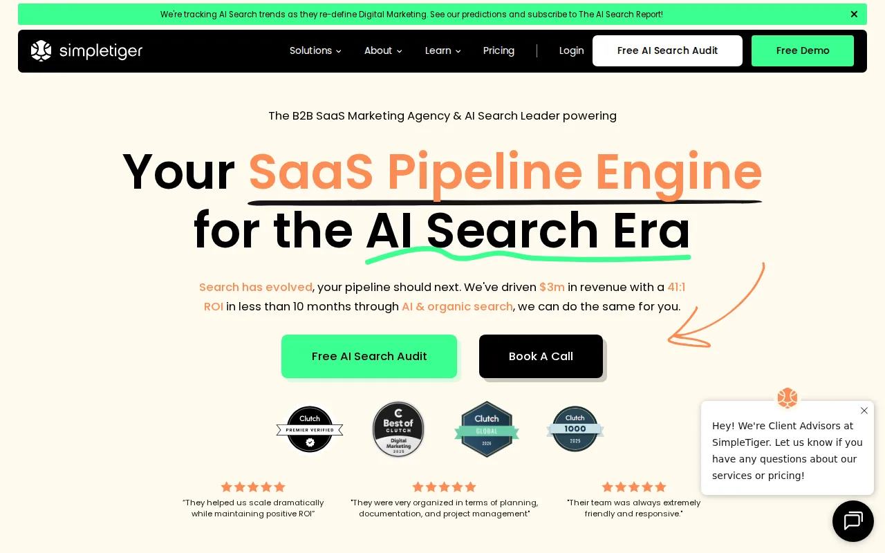 Screenshot of the SimpleTiger website
