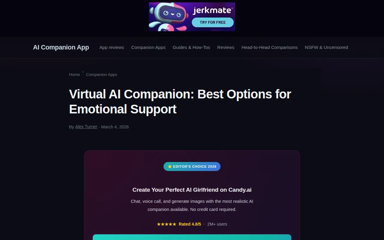 Screenshot of the AI Companion App website