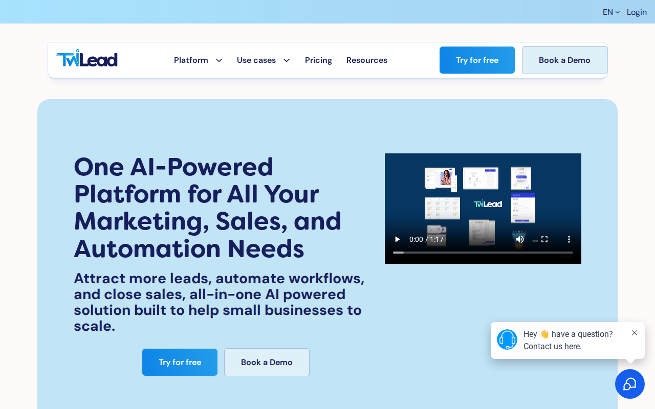 TwiLead homepage screenshot
