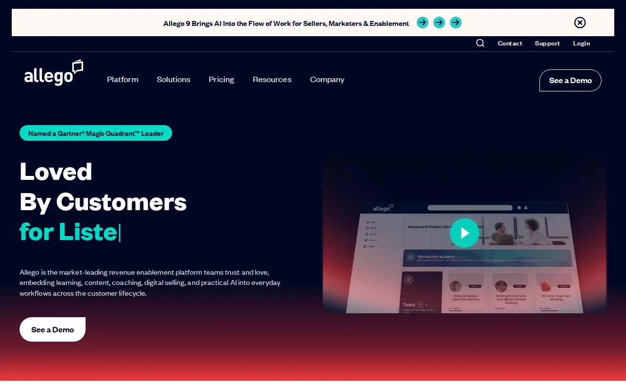 Screenshot of the Allego website