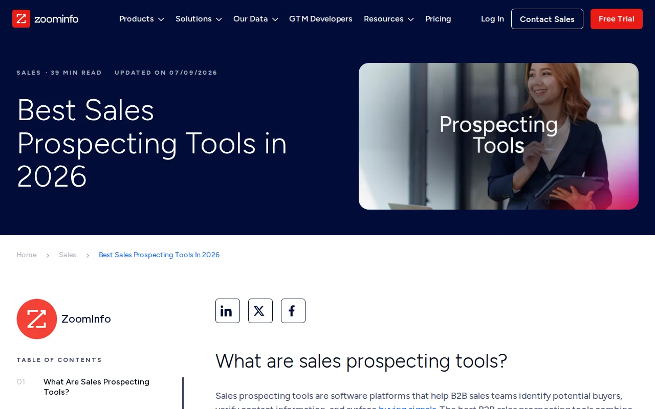 Screenshot of the ZoomInfo website