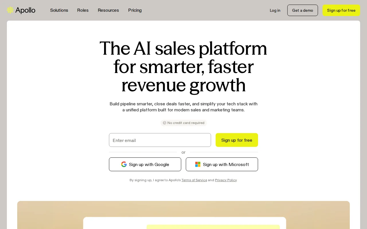 Screenshot of the Apollo website