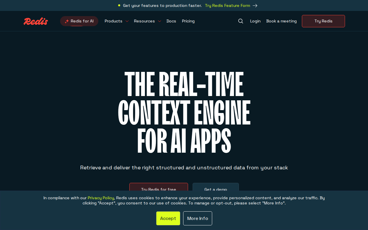 Redis homepage screenshot