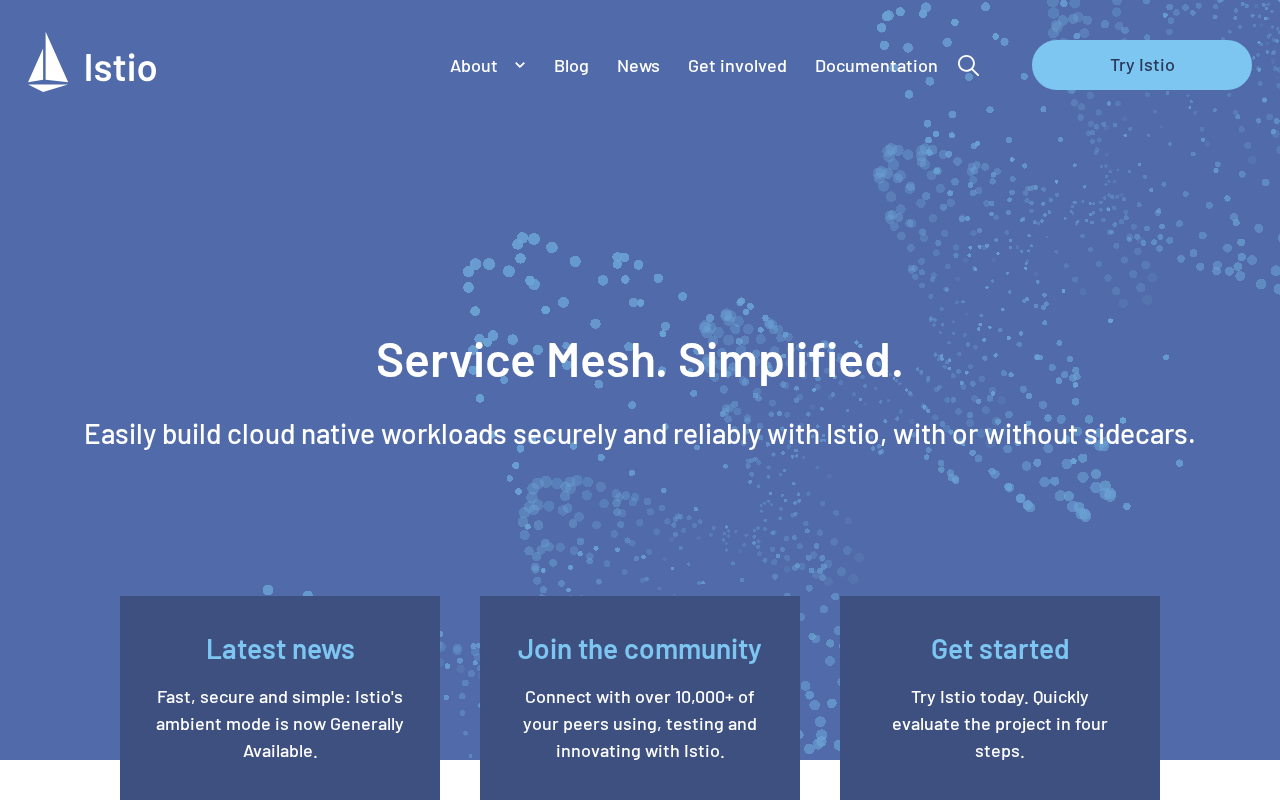 Istio homepage screenshot
