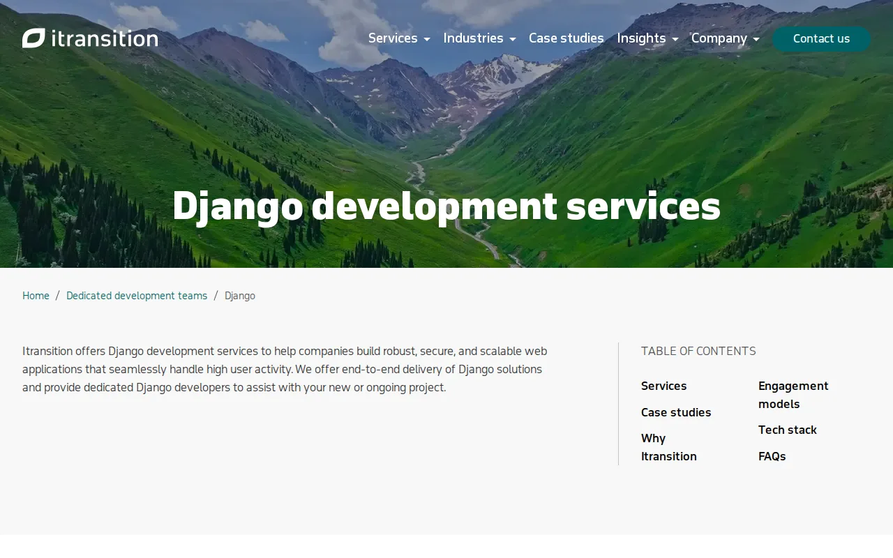 Screenshot of the Itransition website