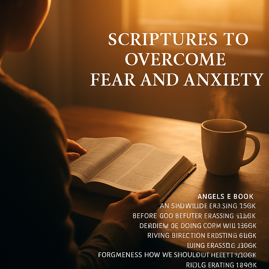 A cinematic scene of a person sitting at a wooden desk at sunrise, Bible open to a highlighted verse, soft golden light streaming in, a cup of tea steaming nearby, reflecting calm and focus. Alt: 