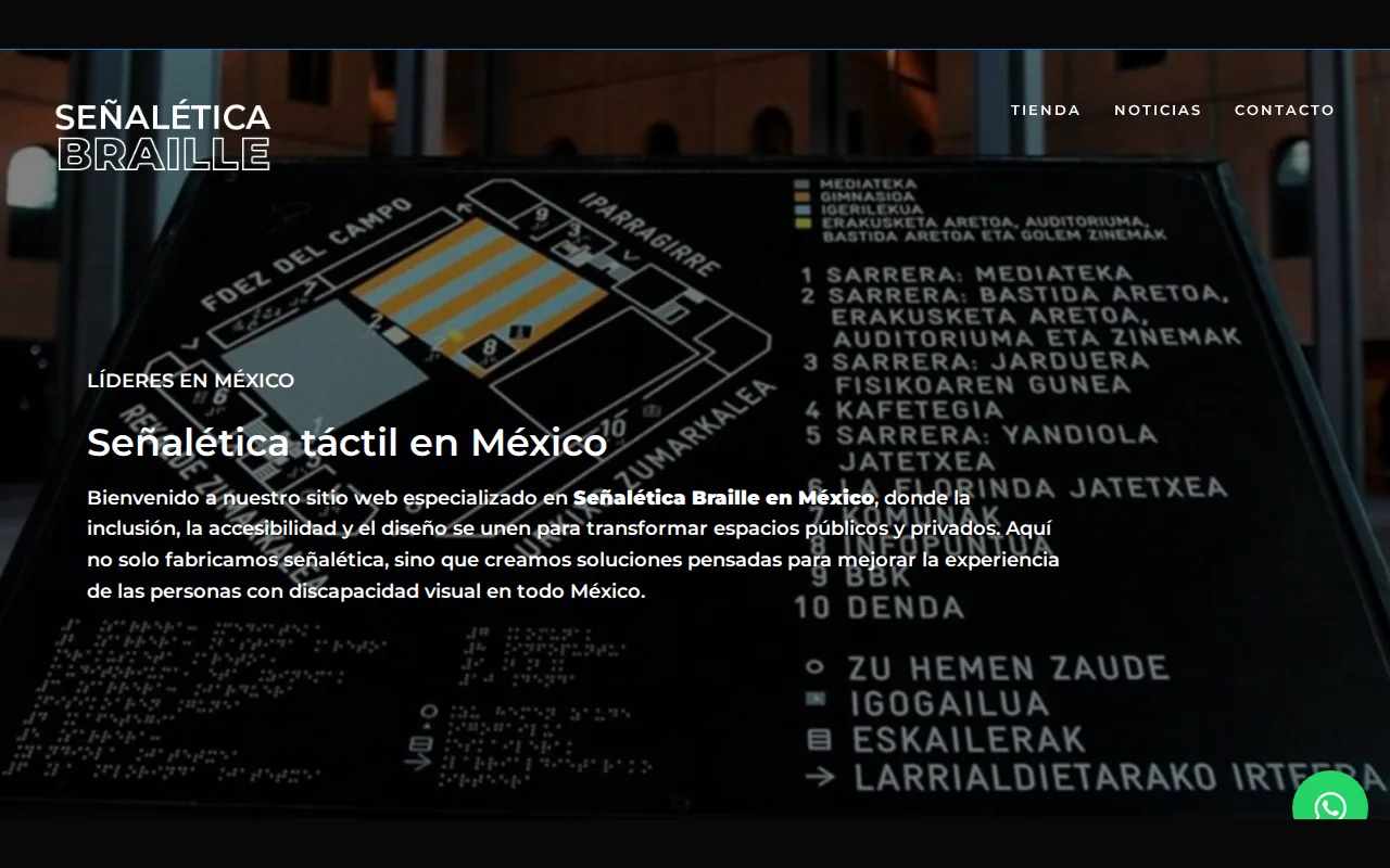 Screenshot of the Señaletica Tactil website