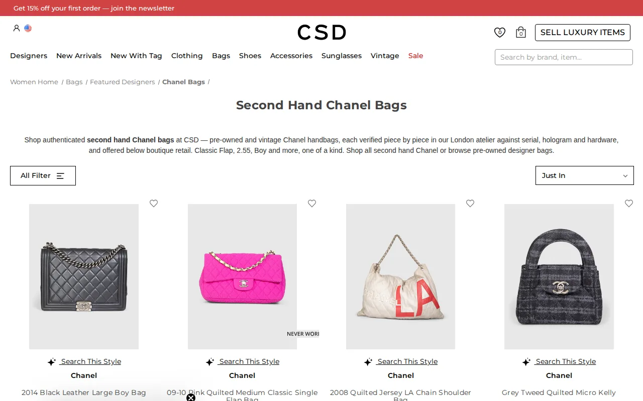 CSD (Consigned Sealed Delivered): visual reference for 1. CSD (Consigned Sealed Delivered) – London’s Authenticated Chanel Specialist (Our Top Pick)