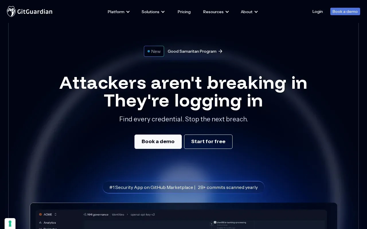 Screenshot of the GitGuardian website
