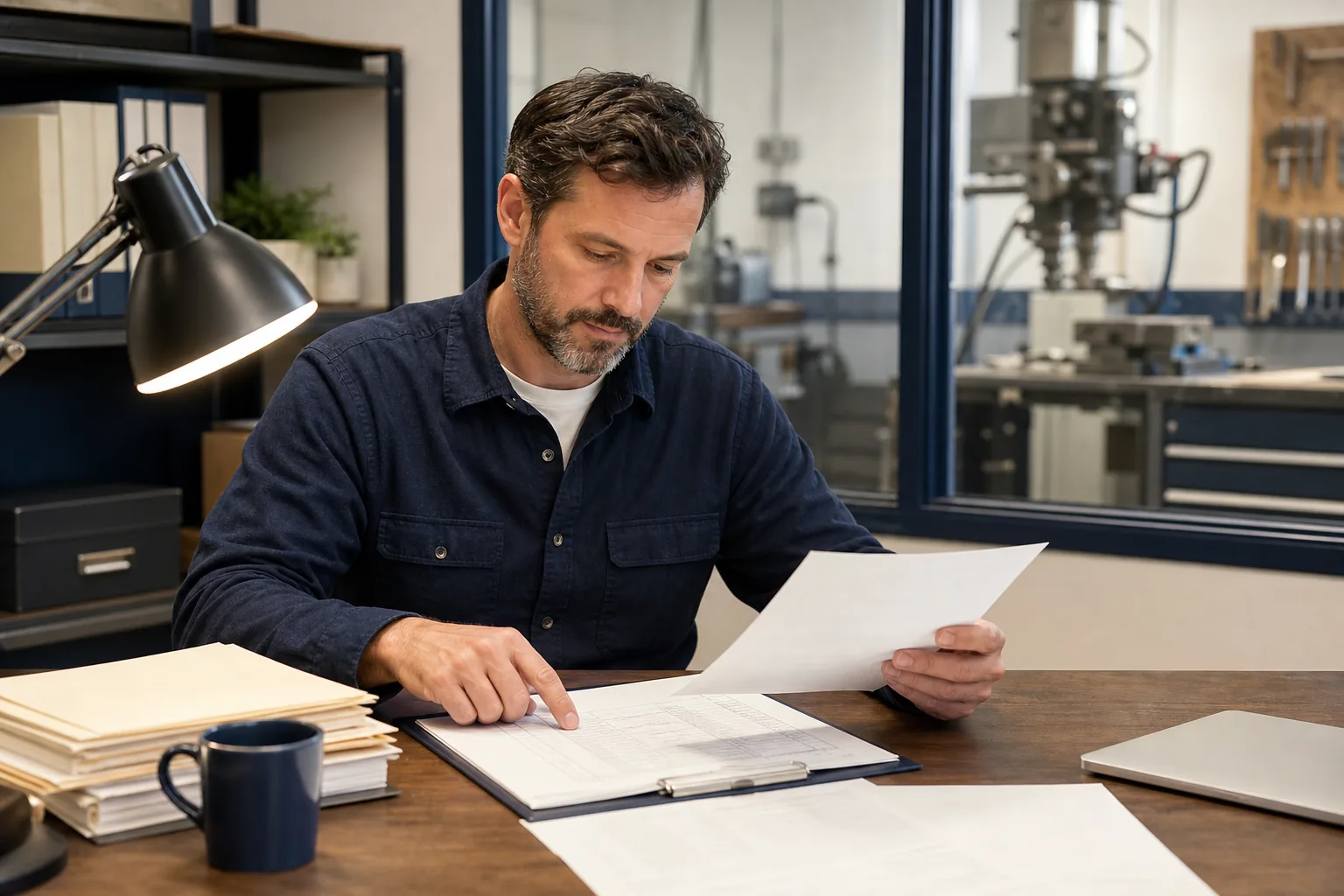 Small business owner checking Section 179 equipment records and business use