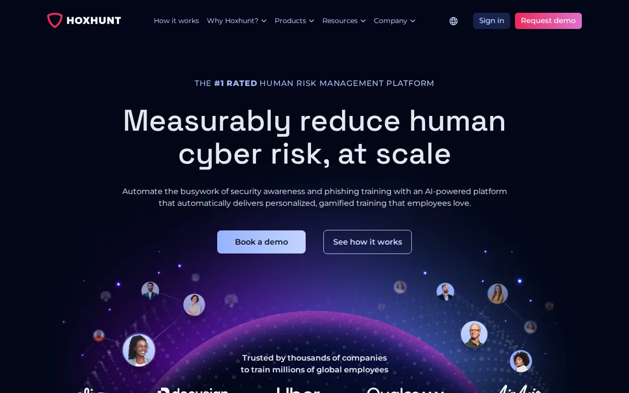 Screenshot of the Hoxhunt website