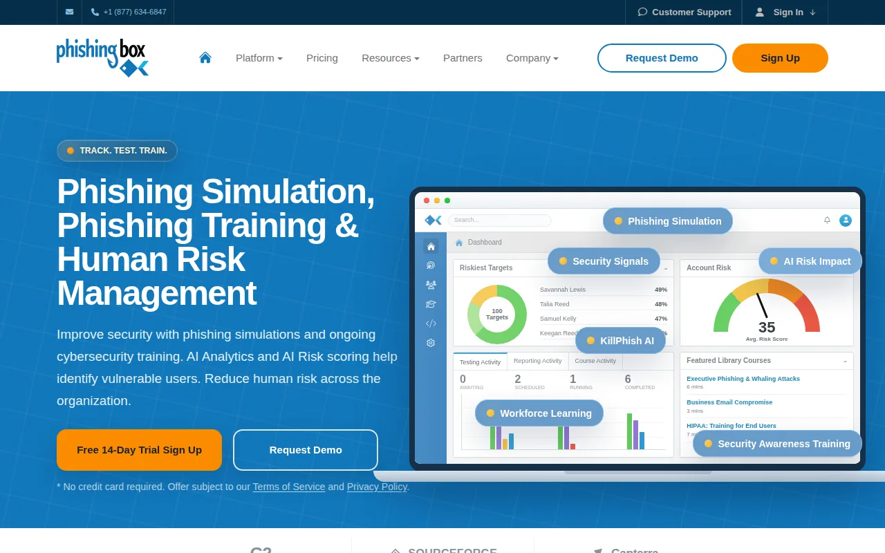 Screenshot of the PhishingBox website