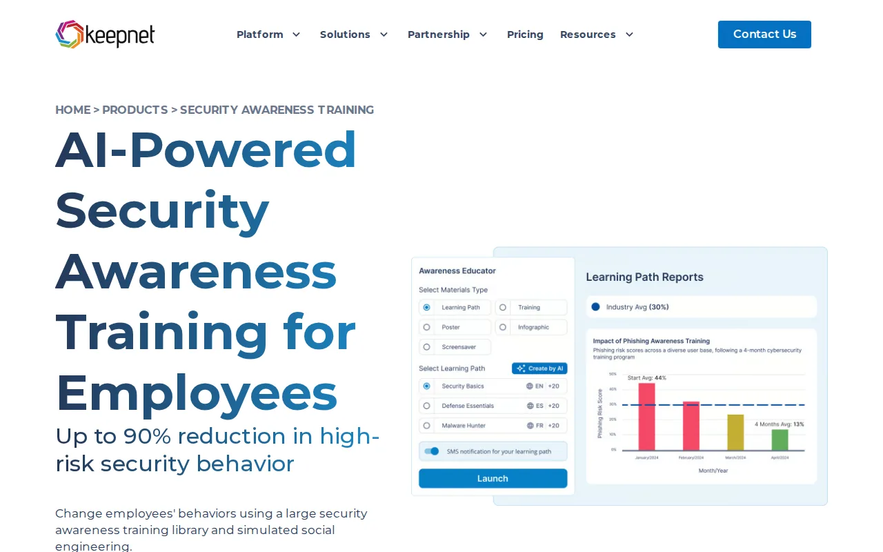 Screenshot of the Keepnet Labs website