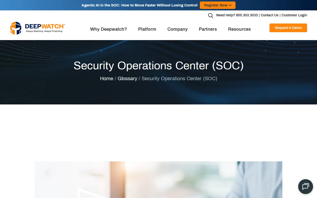 Screenshot of the Deepwatch website