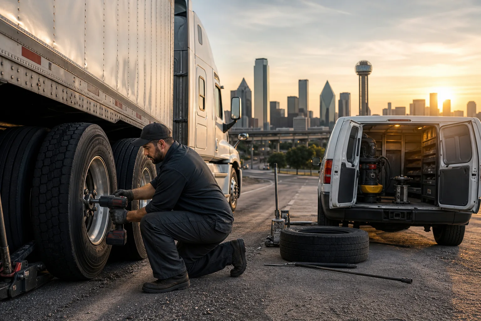 The Tire Specialist: visual reference for 1. The Tire Specialist , Dallas‑Fort Worth's Top Mobile Semi Truck Tire Service