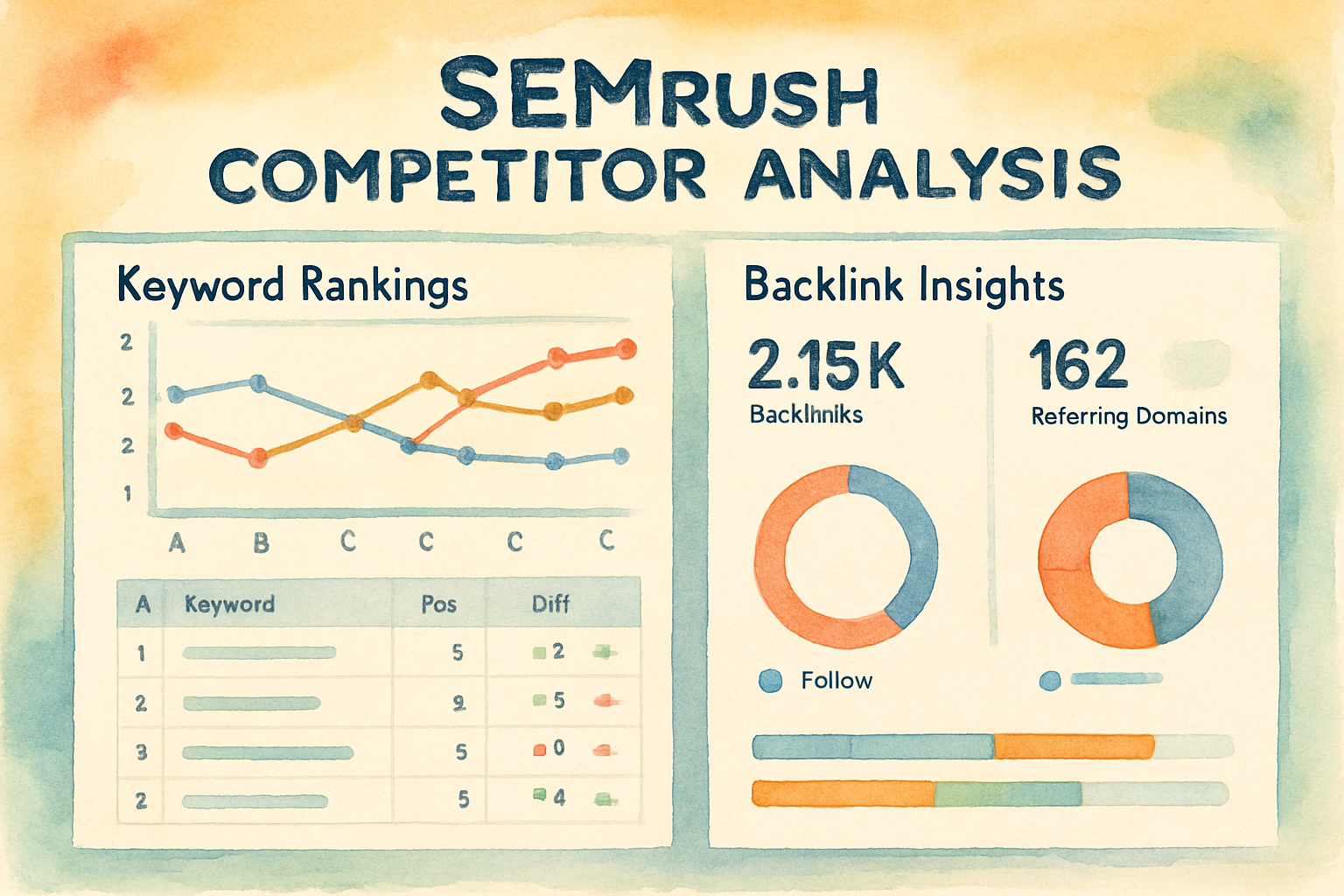 Semrush competitor analysis dashboard showing keyword rankings and backlink insights. Alt: Semrush competitor spy tool analysis dashboard for SEO.