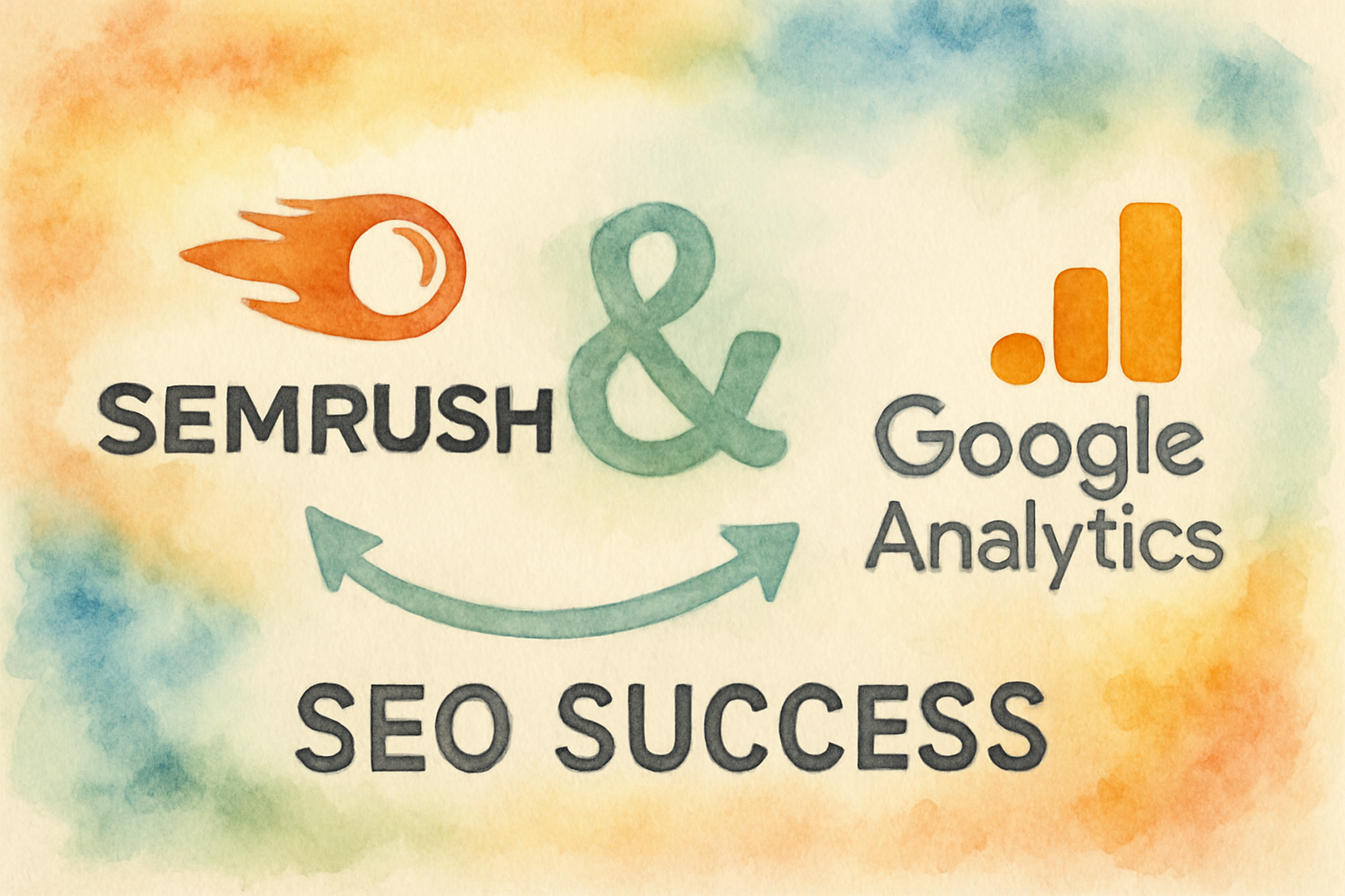 Illustration showing the complementary relationship between Semrush and Google Analytics for SEO success. Alt: Semrush and Google Analytics integration benefits for SEO.