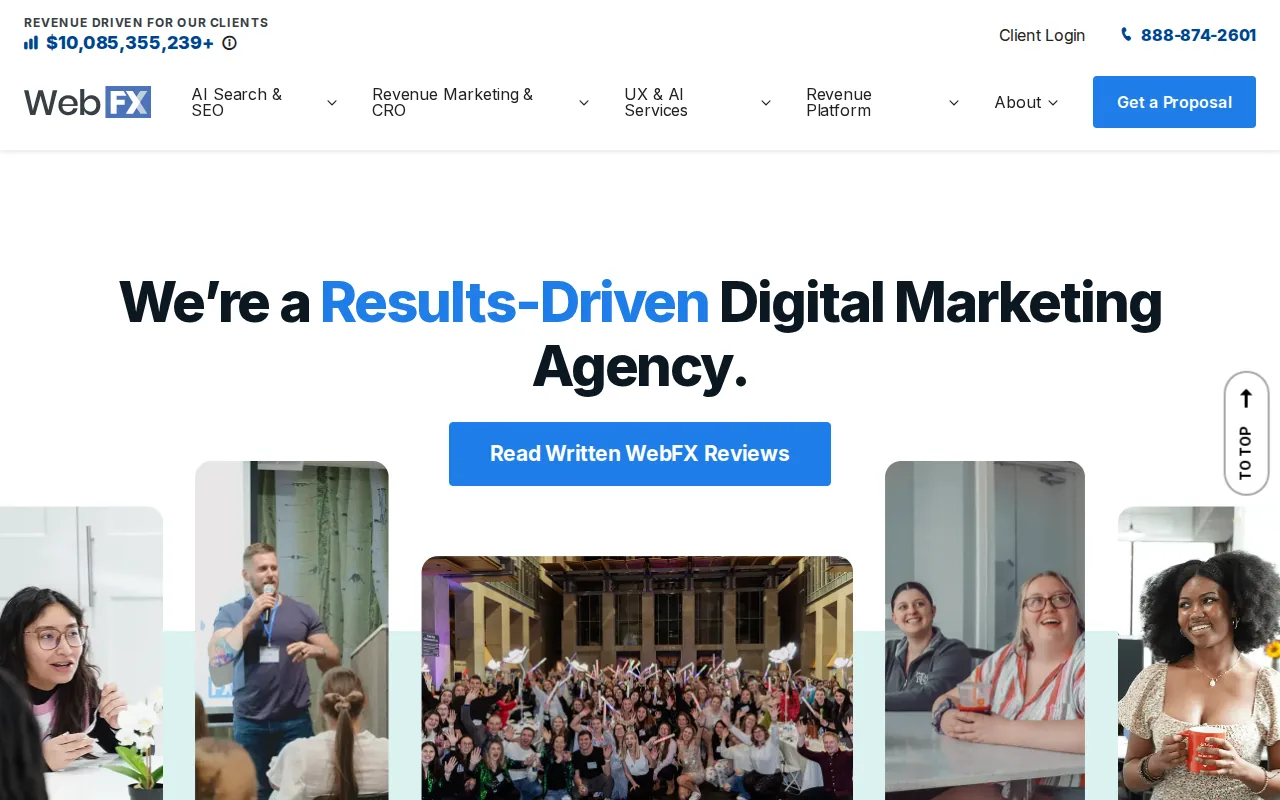 Best SEO Agency for Small Business: 8 Top Picks 7 Screenshot of the WebFX website