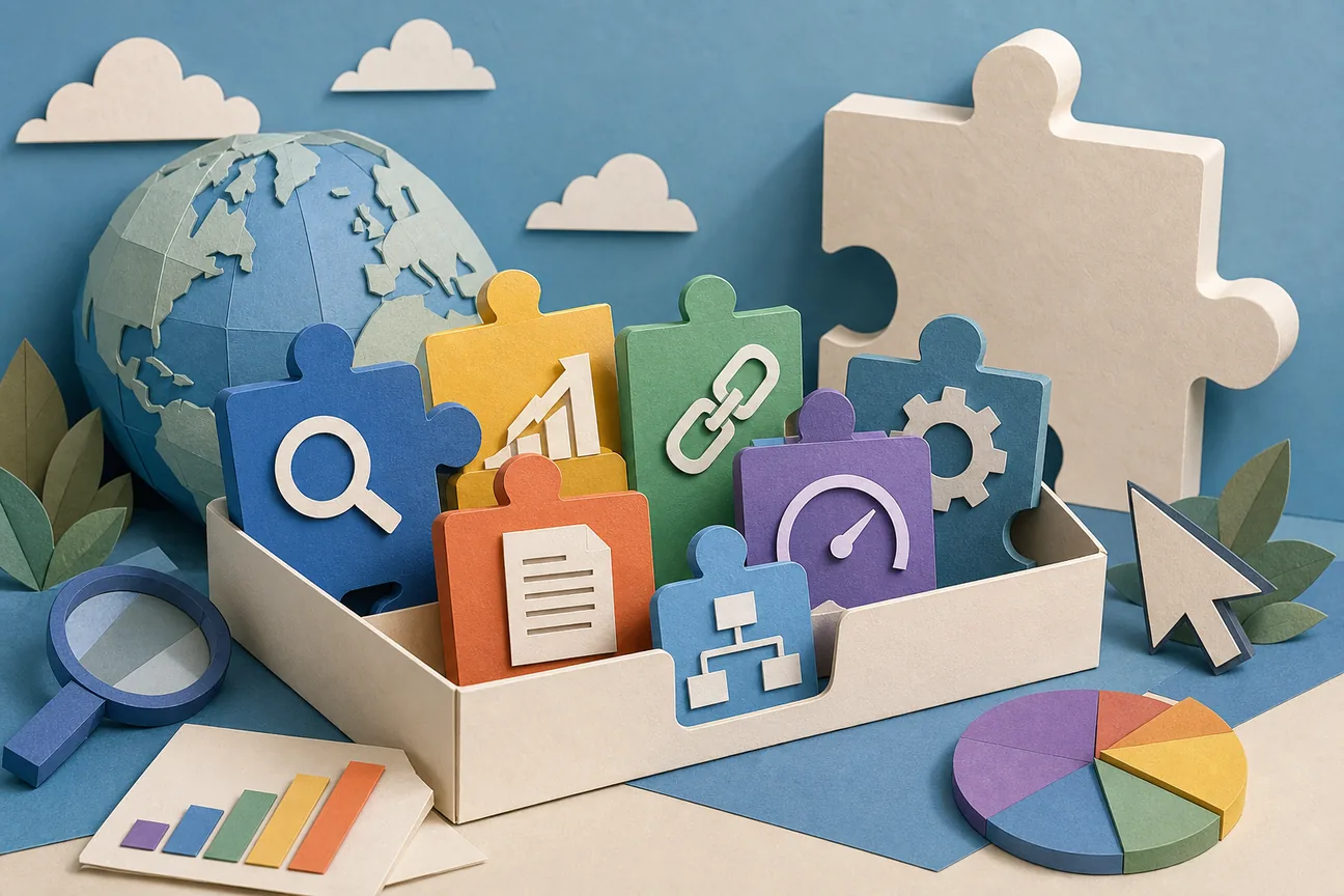 Papercraft illustration of 7 Best SEO Browser Extensions for Everyday SEO