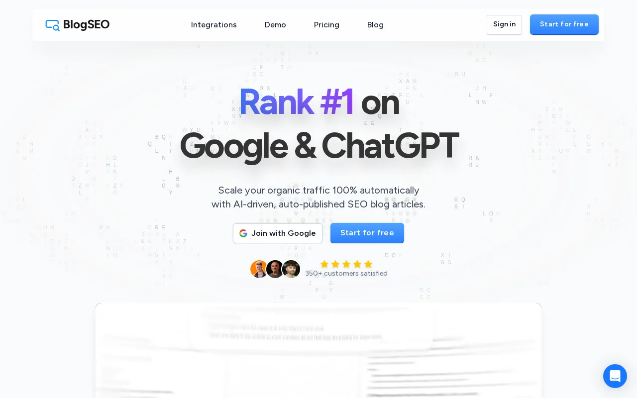 Screenshot of the BlogSEO website