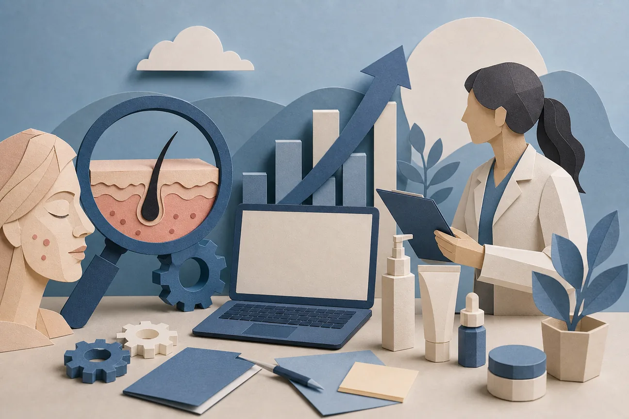 Papercraft illustration of Best SEO Tools for Dermatologists