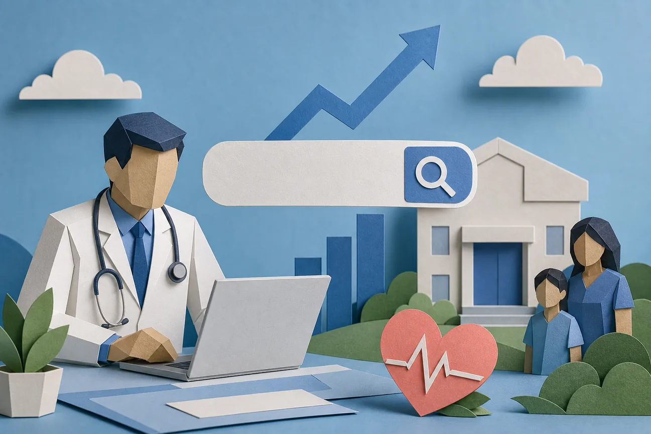 Papercraft illustration of Best SEO for Doctors: 5 Services