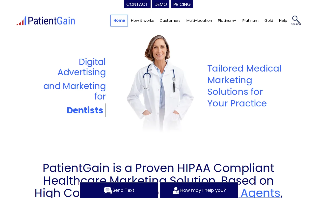 Screenshot of the PatientGain website