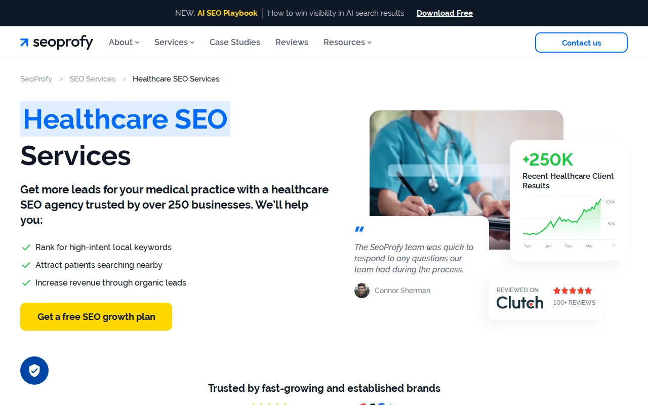 Screenshot of the SeoProfy website
