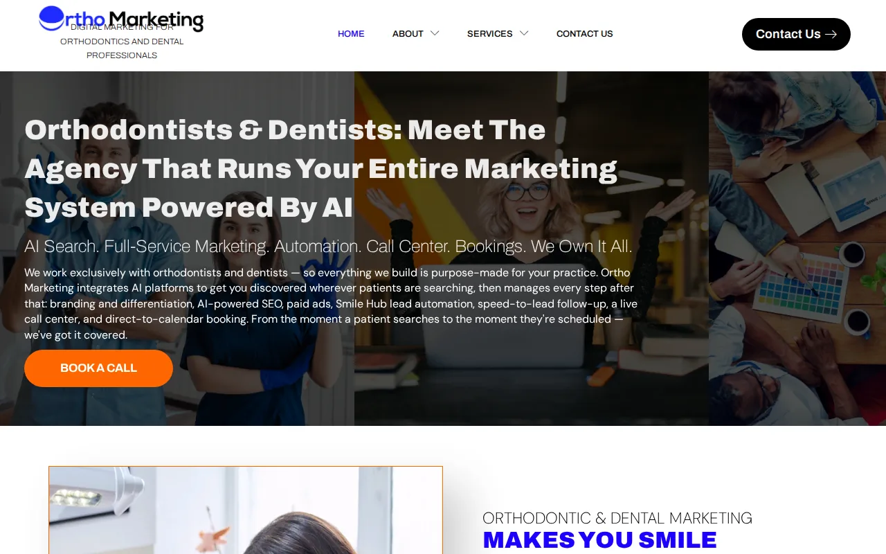 Screenshot of the Ortho Marketing website